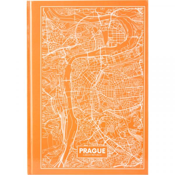 Книга записна А4 Maps Prague, 96арк., кліт., персиковий