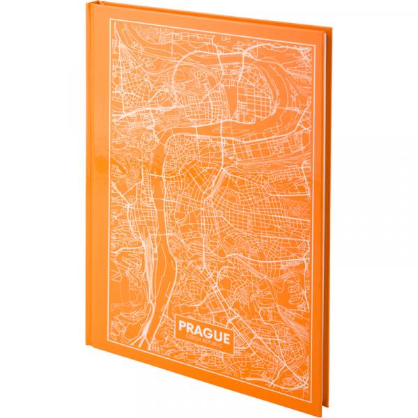 Книга записна А4 Maps Prague, 96арк., кліт., персиковий