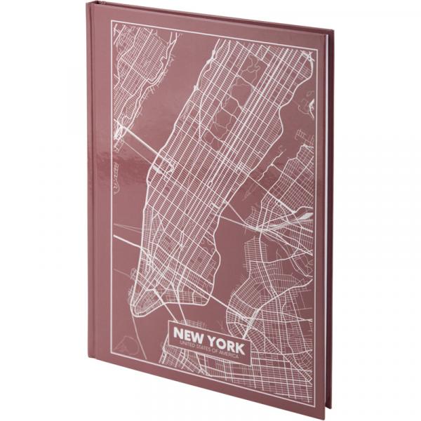 Книга записна А4 Maps New York, 96арк., кліт., рожево-корич.