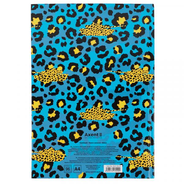 Книга записна А4, 96арк., кліт., Leopard, блакитна