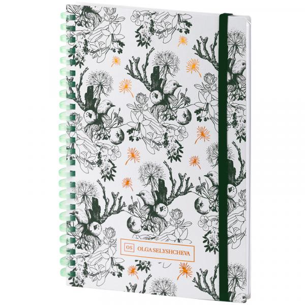 Блокнот на спіралі карт. обк., А5,80 арк,кл.,OS,Green birds