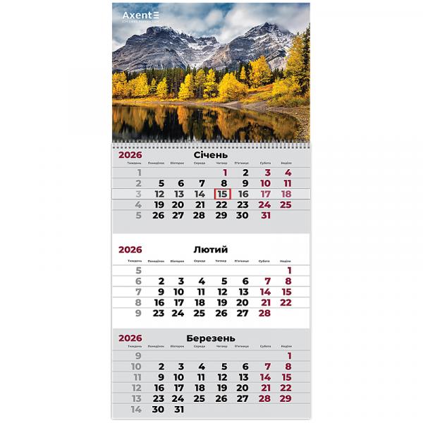 Календар настінний квартальний 2026 р.,1 пр. Nature 2
