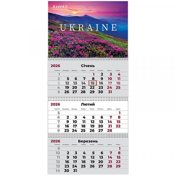 Календар настінний квартальний 2026 р.,3 пр. UA 2