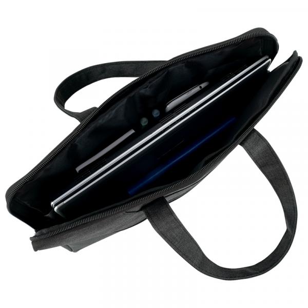 Сумка для документів текстильна А4, 1 відділ, темно-сіра