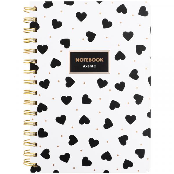 Блокнот на спіралі тв. об., А5, 80 арк,кл, Black&White