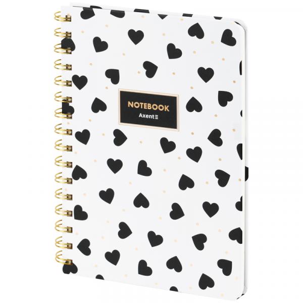 Блокнот на спіралі тв. об., А5, 80 арк,кл, Black&White