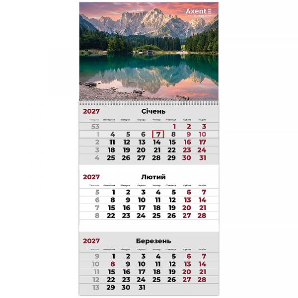Календар настінний квартальний 2027 р.,1 пр. Mountains 3