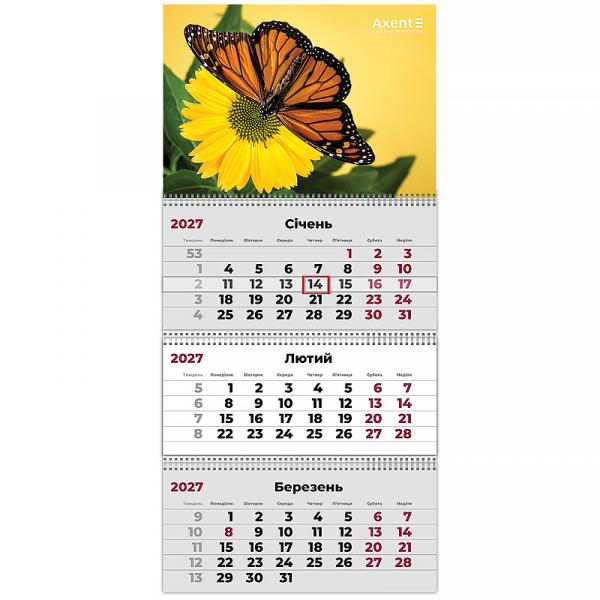 Календар настінний квартальний 2027 р.,3 пр. Butterflies 2