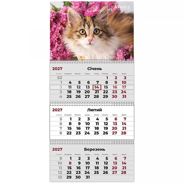 Календар настінний квартальний 2027 р.,3 пр. Cats 3