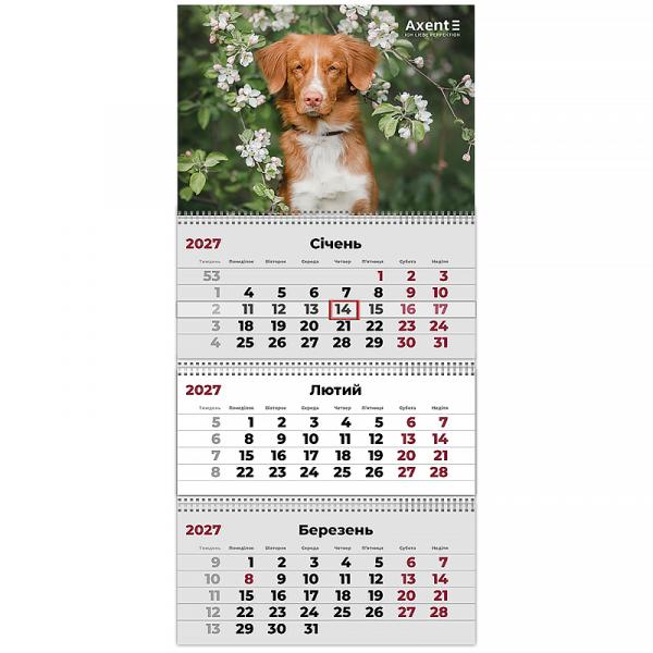 Календар настінний квартальний 2027 р.,3 пр. Dogs 2