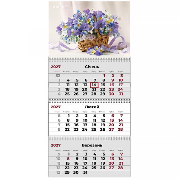 Календар настінний квартальний 2027 р.,3 пр. Magic Flowers 1