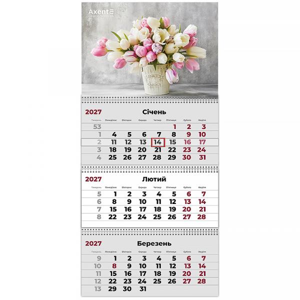 Календар настінний квартальний 2027 р.,3 пр. Magic Flowers 2