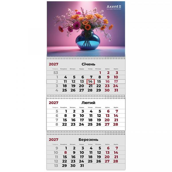 Календар настінний квартальний 2027 р.,3 пр. Magic Flowers 3