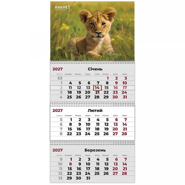 Календар настінний квартальний 2027 р.,3 пр. Animals 3