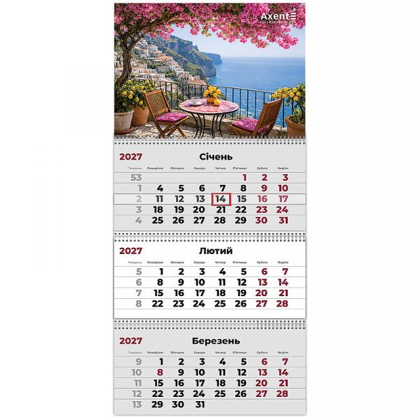 Календар настінний квартальний 2027 р.,3 пр. Romantic 1