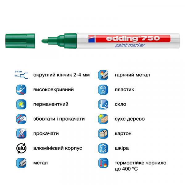 Маркер Paint e-750 2-4 мм круглий зелений