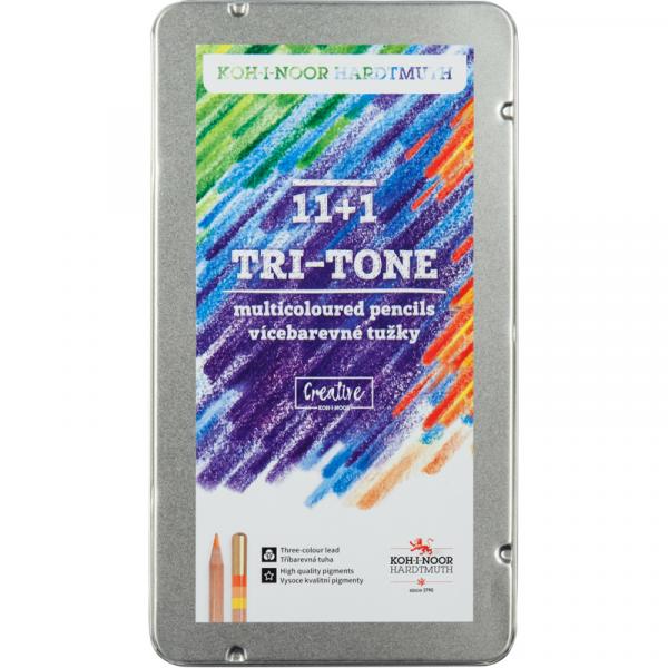 Олівці кольорові TRI-TONE 11+1, мет.кор.