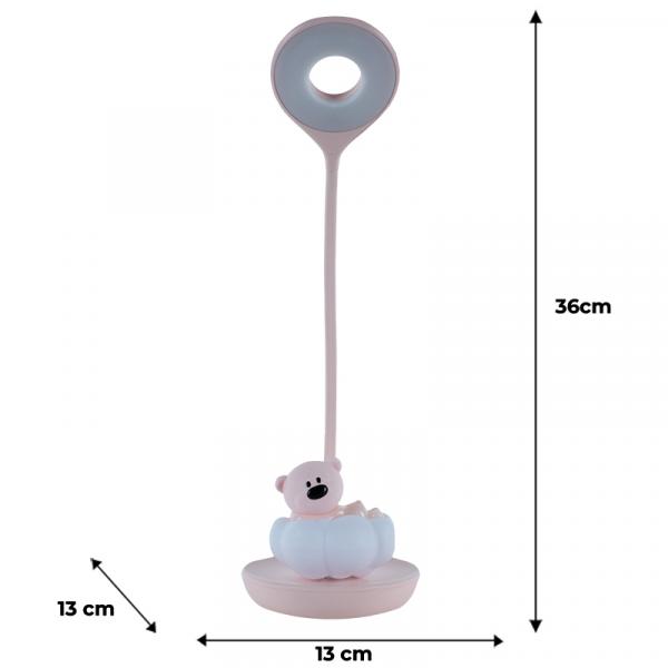 Настільна лампа LED з акумулятором Cloudy Bear, рожевий