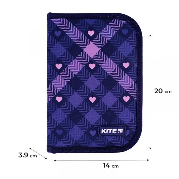 Пенал Kite 1 від., 1 відв., без напов. 621 Check and Hearts