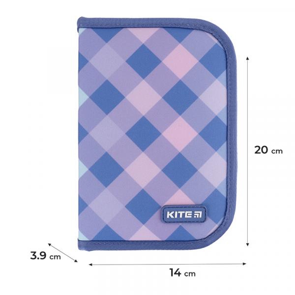 Пенал Kite 1 від., 2 відв.,з напов. 622H Purple Chequer