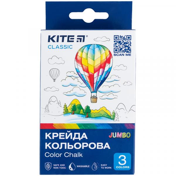 Крейда кольорова Jumbo, 3 кол. Kite Classic