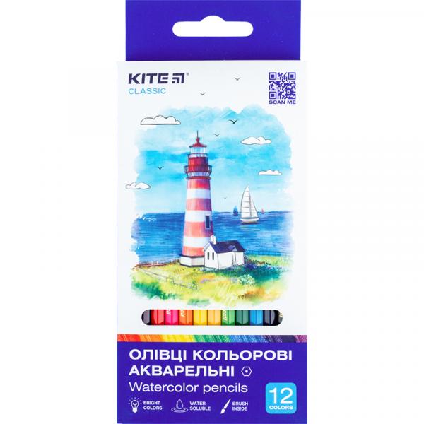 Олівці кольорові акварельні, 12 шт. Kite Classic