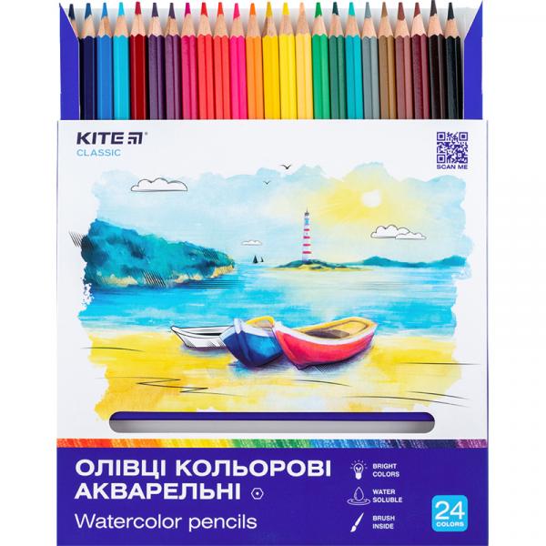 Олівці кольорові акварельні, 24 шт. Kite Classic