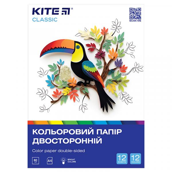 Папір кольор. двостор. (12арк/12кол), А4 Kite Classic