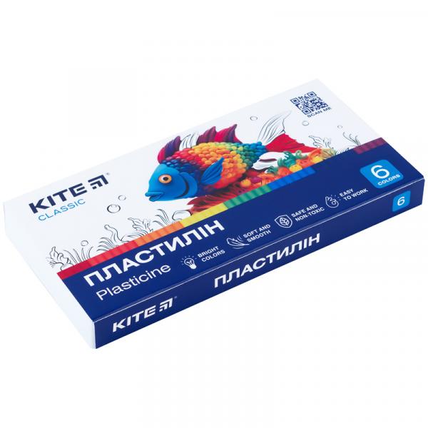 Пластилін, 6 кольорів, 120 г. Kite Classic