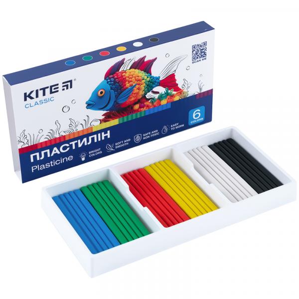 Пластилін, 6 кольорів, 120 г. Kite Classic