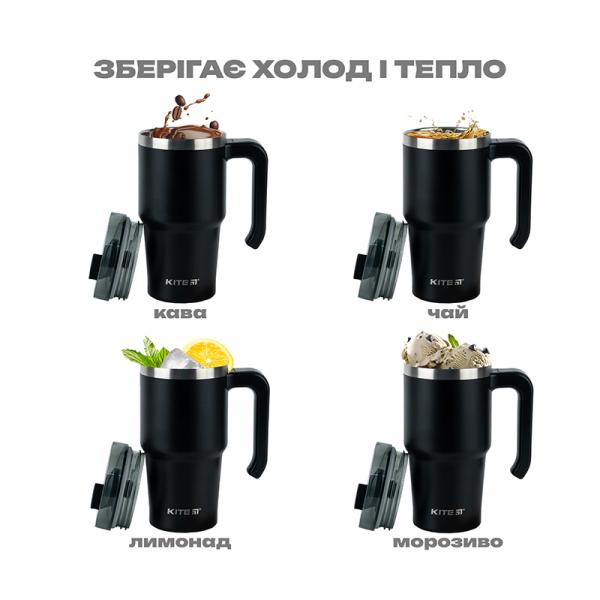 Термокружка з ручкою 600 мл, чорна