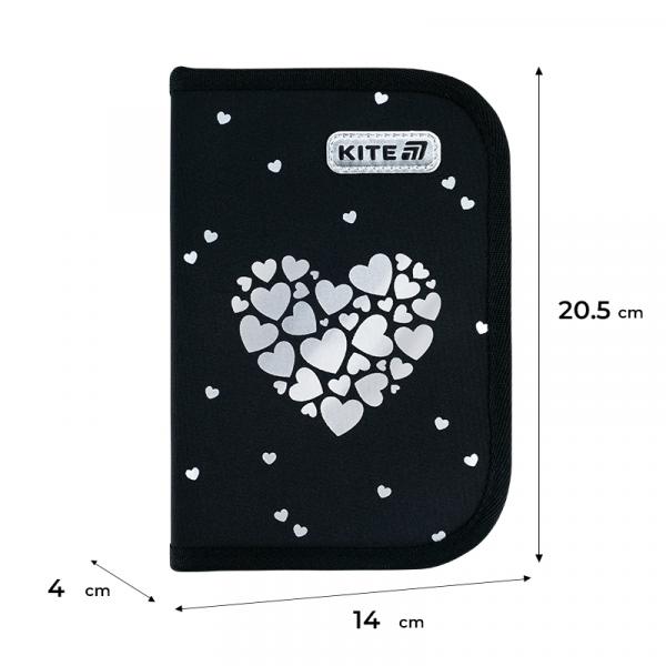 Пенал Kite 1 від., 2 відв., без наповнення 622 Black&Silver