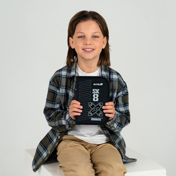 Пенал Kite 1 від., 2 відв., з наповненням 622H Skate