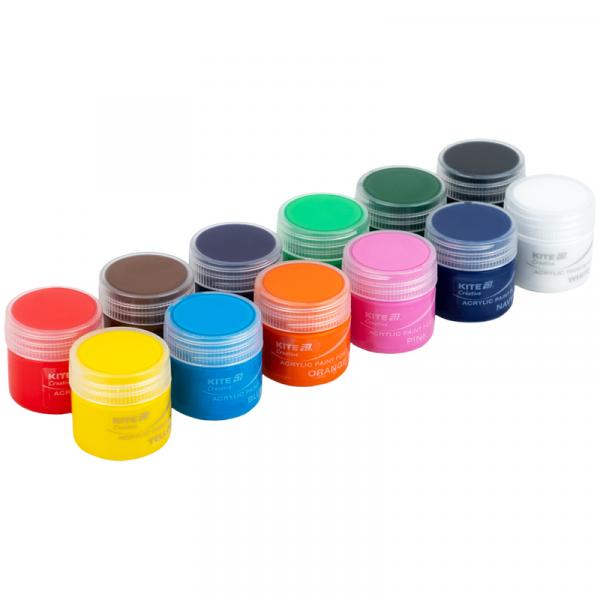 Фарби акрилові для тканини, 12 кольорів, 20 мл,Kite Creative