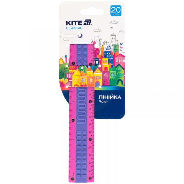 Лінійка пластикова 20см Kite Classic, рожево-фіолетова