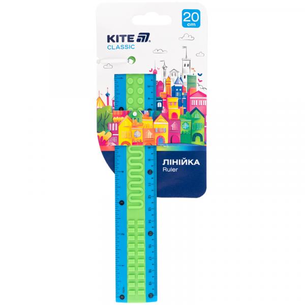 Лінійка пластикова 20см Kite Classic, синьо-зелена