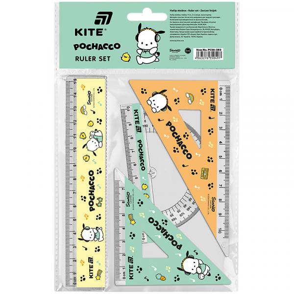 Набір: лінійка 15 см, 2 косінця, транспортир, з принтом PC