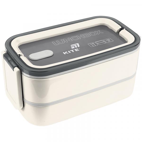 Ланчбокс подвійний з наповненням 1400 мл, бежевий