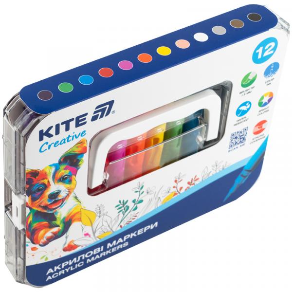 Маркери акрилові з рідкими чорнилами, 12шт Kite Creative