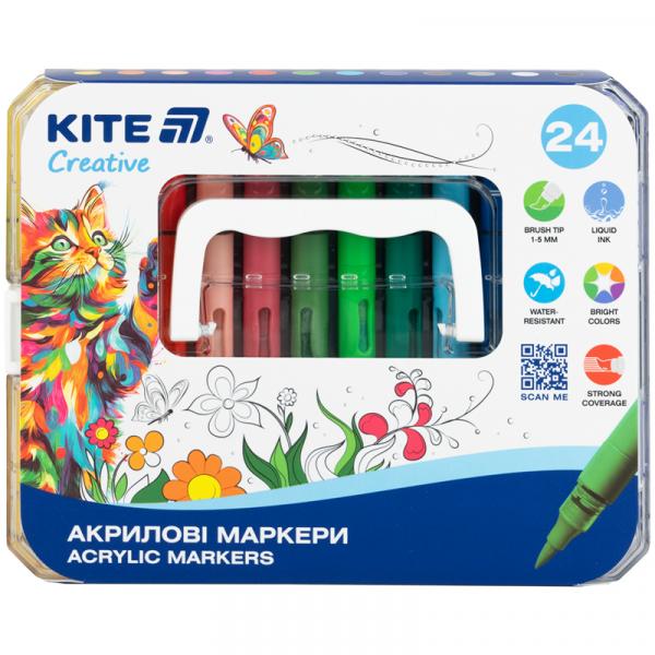 Маркери акрилові з рідкими чорнилами, 24шт Kite Creative