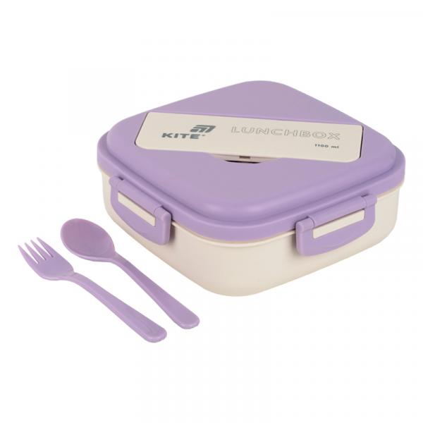 Ланчбокс з розділювачем 1100 мл, фіолетово-бежевий