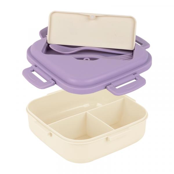 Ланчбокс з розділювачем 1100 мл, фіолетово-бежевий