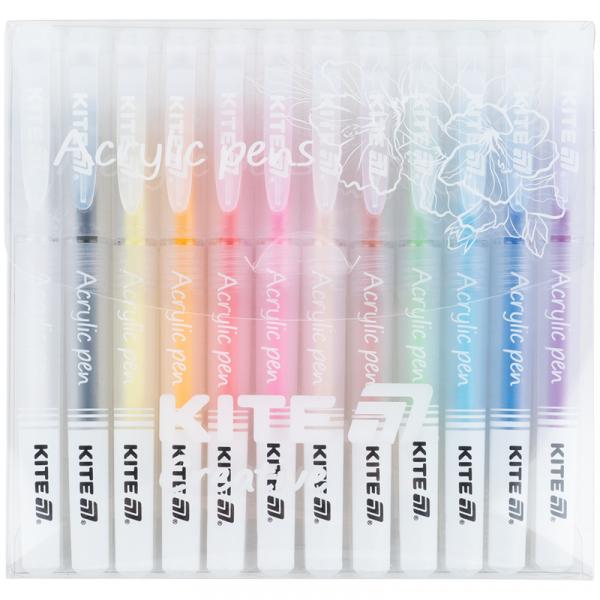Ручки акрилові, набір 12шт Kite Creative