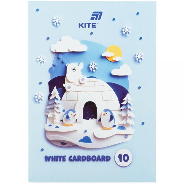 Картон білий односторонній А4 (10арк), папка, Kite