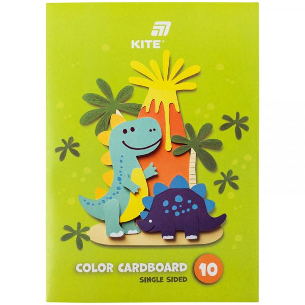 Картон кольоровий одностор. А4 (10арк/ 10кол), папка, Kite