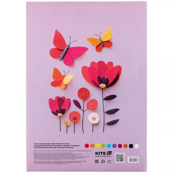 Картон кольоровий одностор. А4 (10арк/ 10кол), папка, Kite