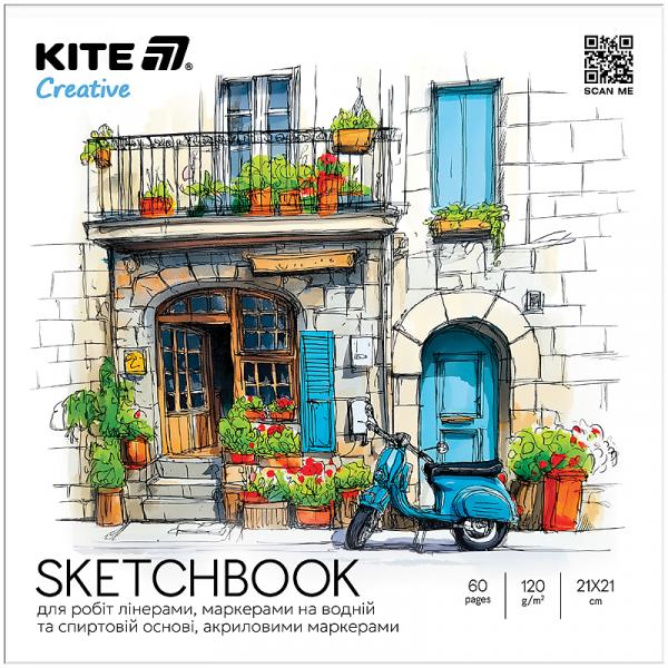 Скетчбук для робіт маркерами,21*21см, 30 арк., Kite Creative