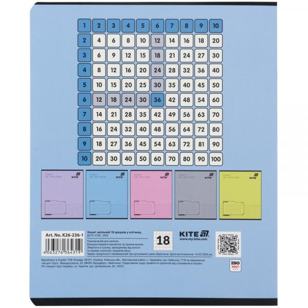 Зошит 18 арк., кл., софт тач + УФ лак, Kite One color