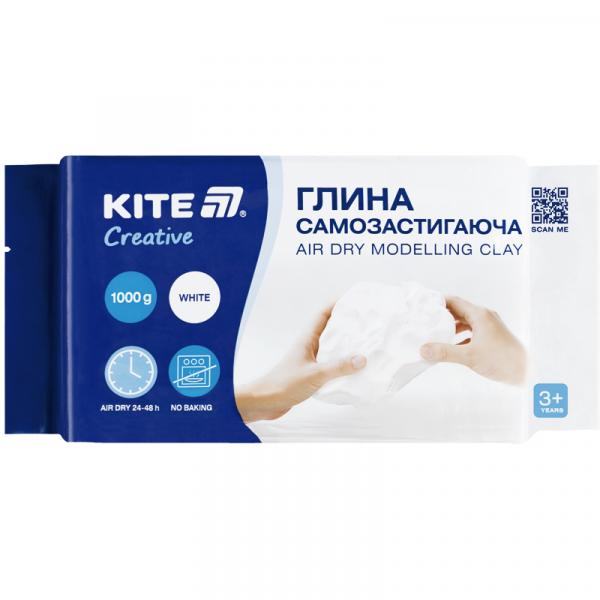 Глина самозастигаюча Kite Creative, біла, 1000 гр