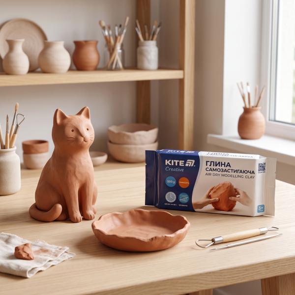 Глина самозастигаюча Kite Creative, теракотова, 500 гр